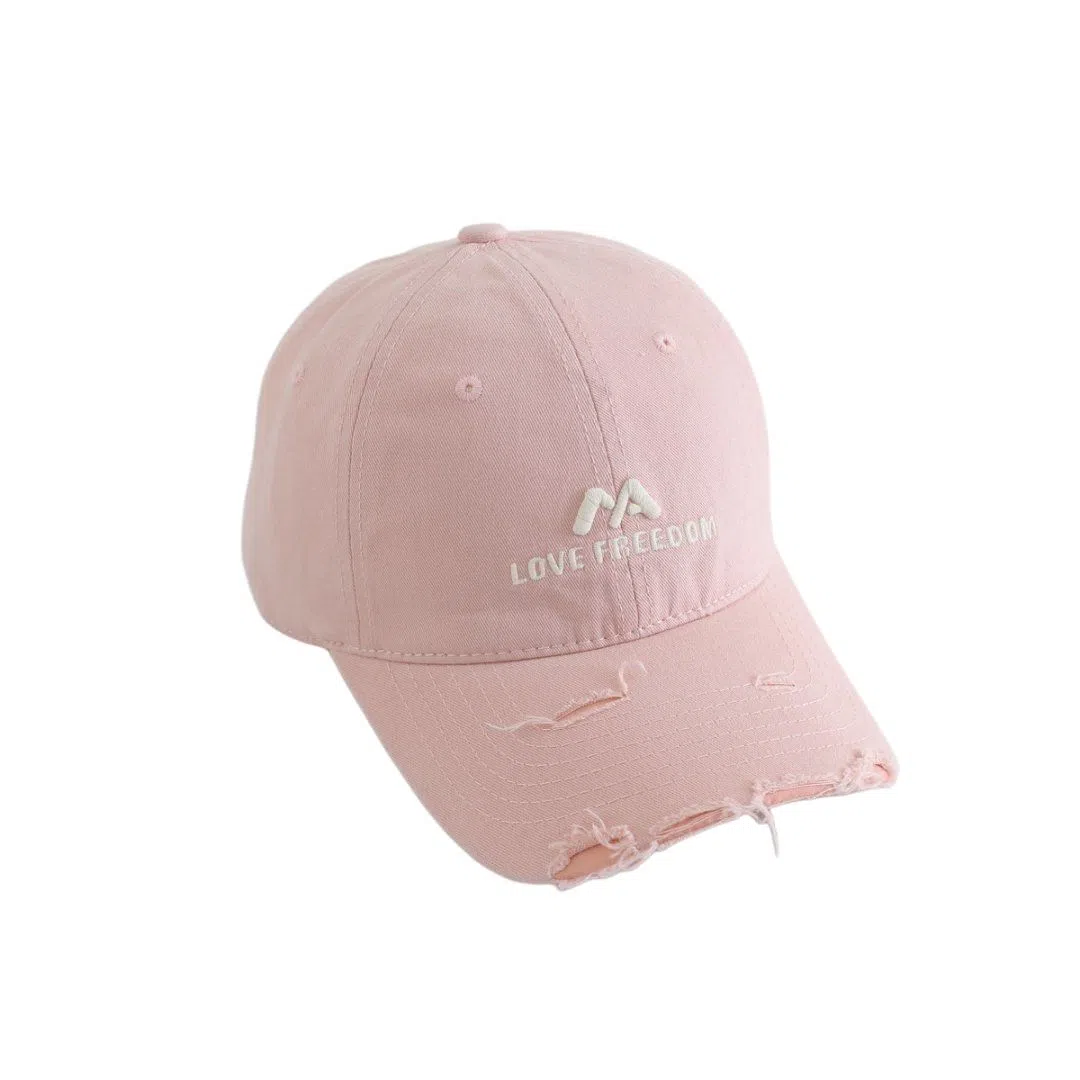 艾佳微 休闲流行美式个性破洞户外遮阳显脸小显白大头围 棉 鸭舌帽 男女同款情侣款