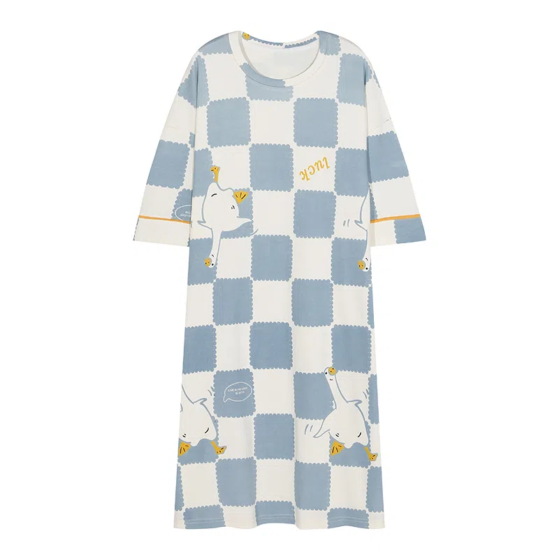 莫代尔 慵懒个性时尚简洁圆领套头休闲气质百搭细腻不易起球家居裙短袖可外穿睡裙 女款