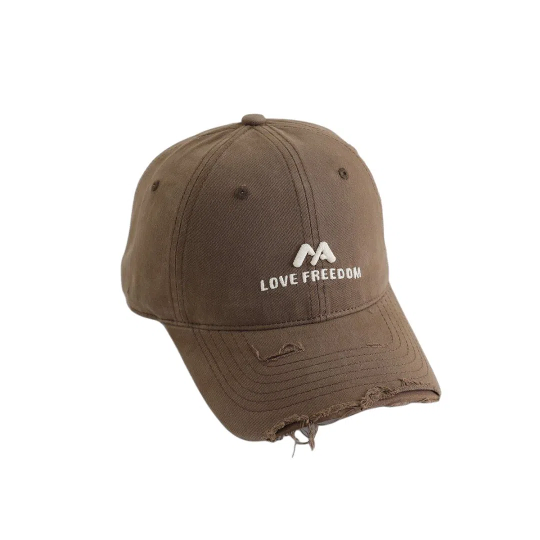 艾佳微 休闲流行美式个性破洞户外遮阳显脸小显白大头围 棉 鸭舌帽 男女同款情侣款