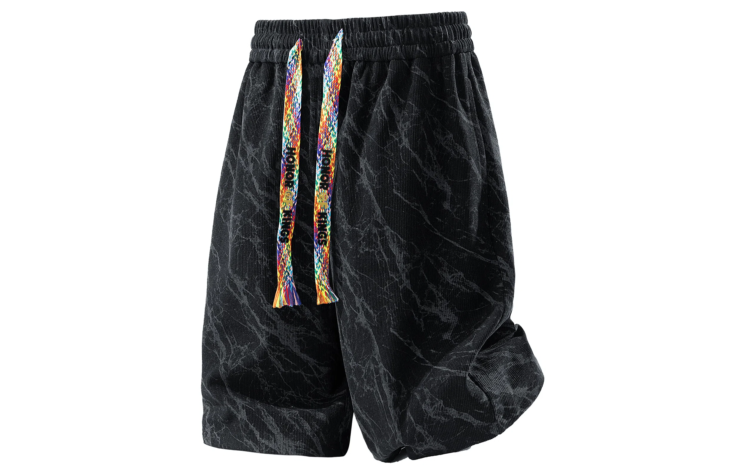 王者荣耀 美式冰丝扎染速干五分裤大理石纹理宽松时尚百搭高街户外篮球训练过膝休闲短裤 男女同款