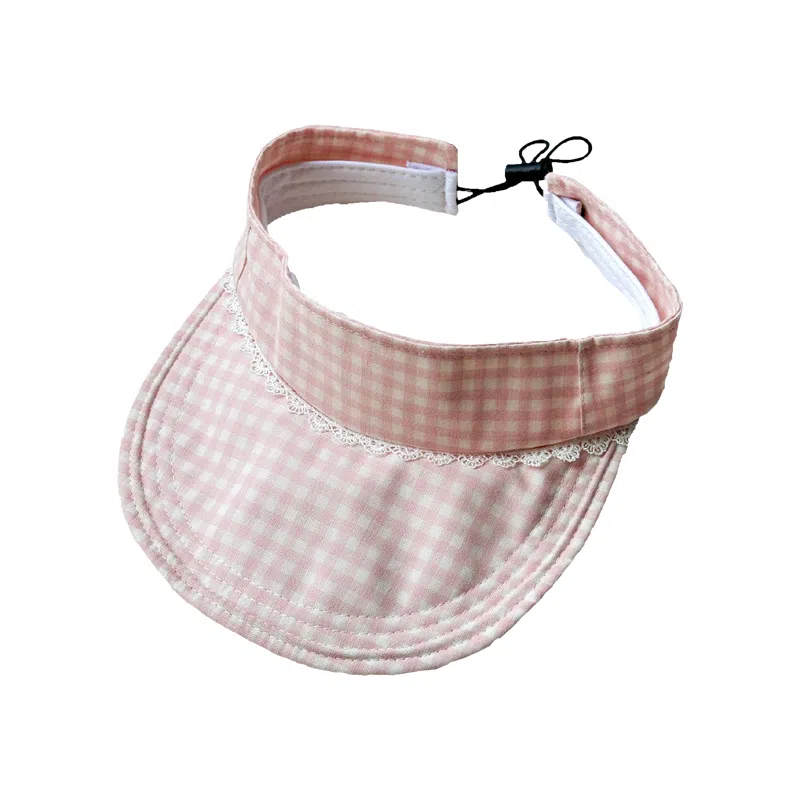 杨同学 小清新蓝色格纹空顶 棉 防晒帽 女款