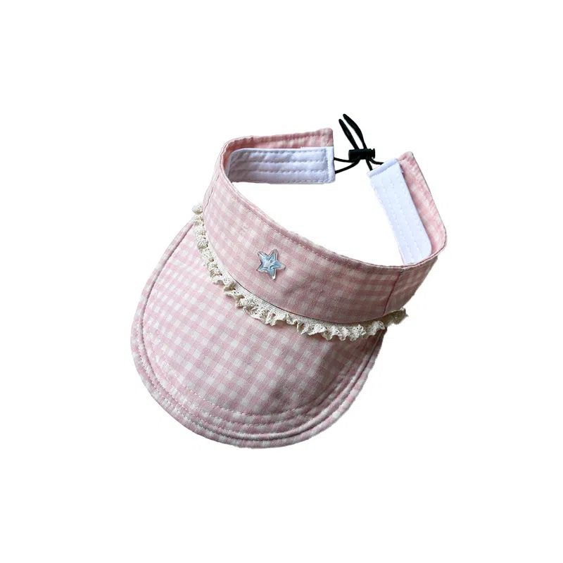 杨同学 蓝色格纹空顶帽夏季 棉 防晒帽 女款