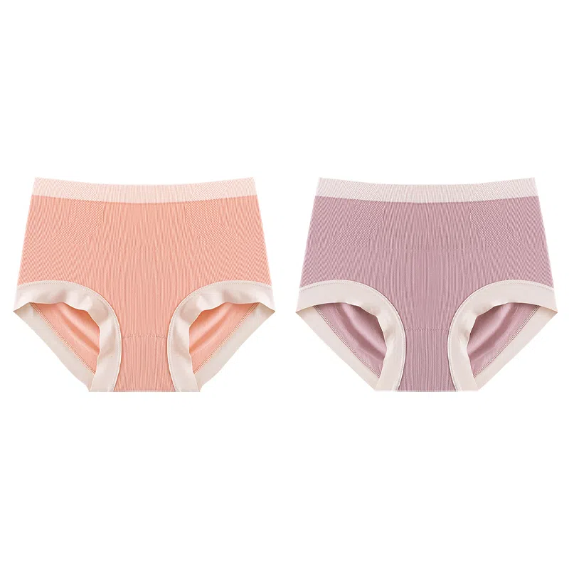二三二三 透气吸汗防夹臀不卡档亲肤柔软抑菌舒适中腰高弹三角裤撞色甜美纯欲少女内裤 女款 组合装