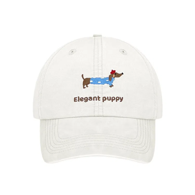 浪莎 春夏季韩版小腊肠狗刺绣户外出行防晒遮阳四季时尚百搭大头围显脸小 棉 鸭舌帽 男女同款情侣款