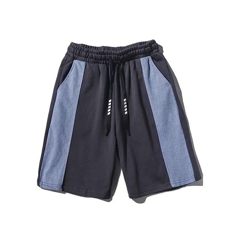 乱步 美式复古高街直筒学生宽松拼接跑步运动休闲短裤 男女同款