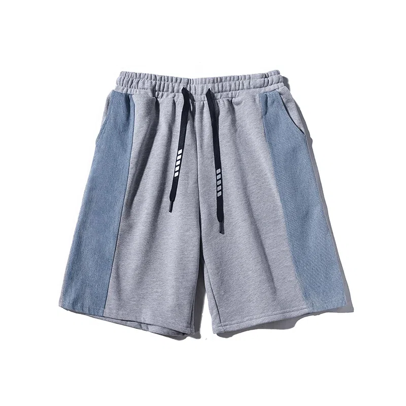 乱步 美式复古高街直筒学生宽松拼接跑步运动休闲短裤 男女同款