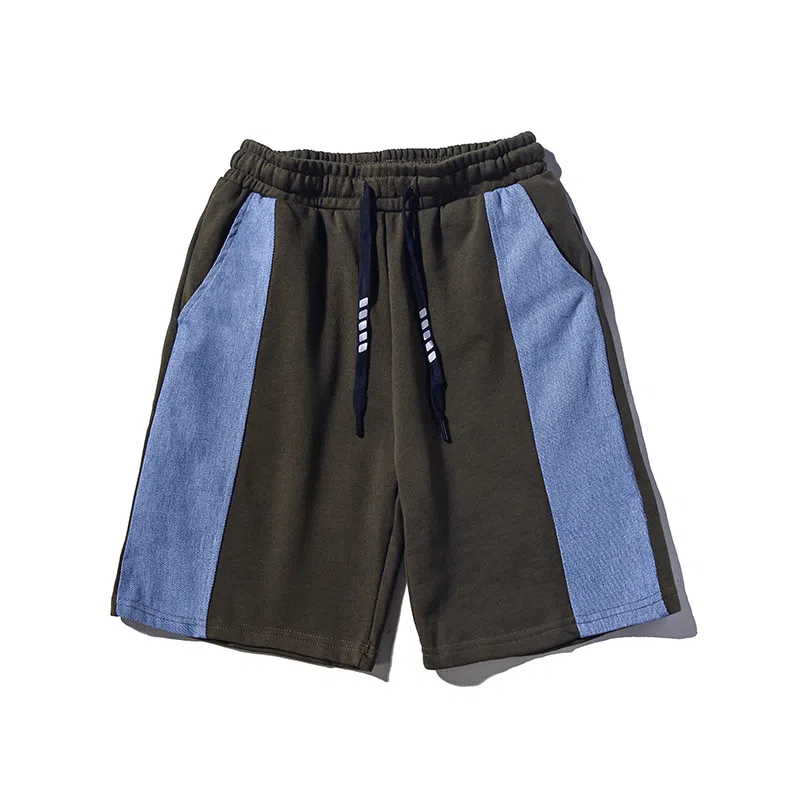 乱步 美式复古高街直筒学生宽松拼接跑步运动休闲短裤 男女同款