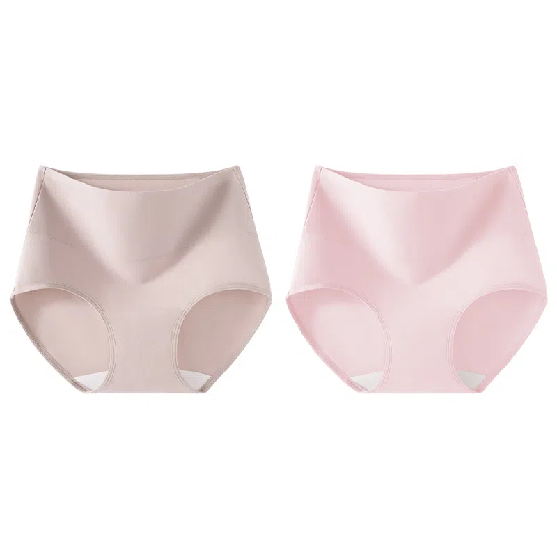二三二三 纯色简约高腰设计透气吸湿排汗不卡档不勒肉不卷边三角裤柔软舒适亲肤防夹臀时尚百搭潮流内裤 女款 组合装