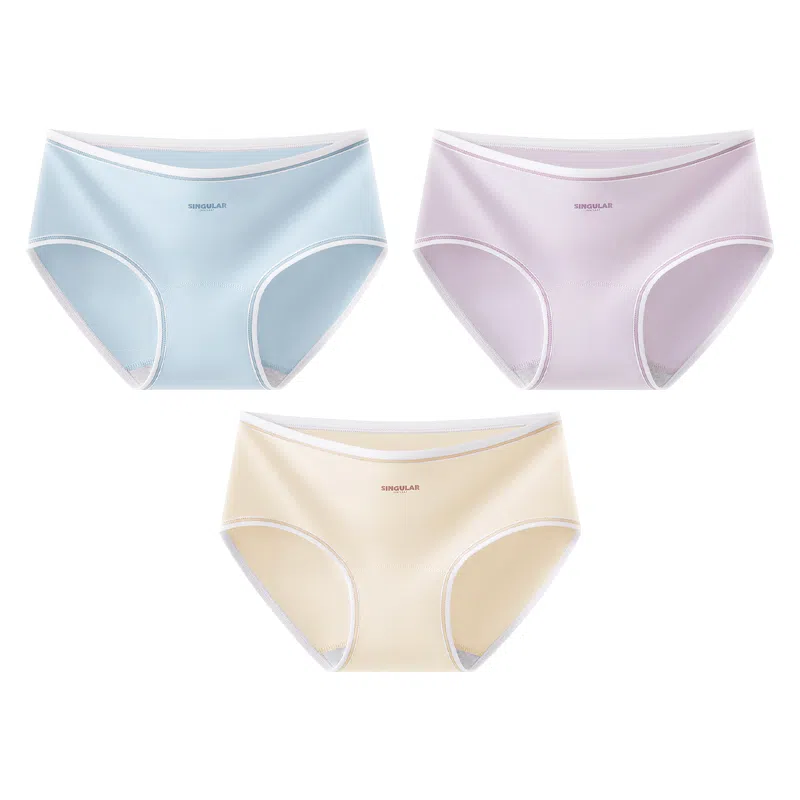 二三二三 撞色字母设计不夹臀不卡档中腰舒适不勒三角裤抑菌无痕透气亲肤简约时尚百搭潮流日常通勤少女内裤 女款 组合装