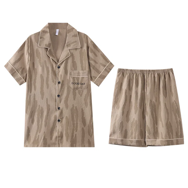 兰缪 时尚家居服舒适短袖五分裤夏季睡衣套装 男款