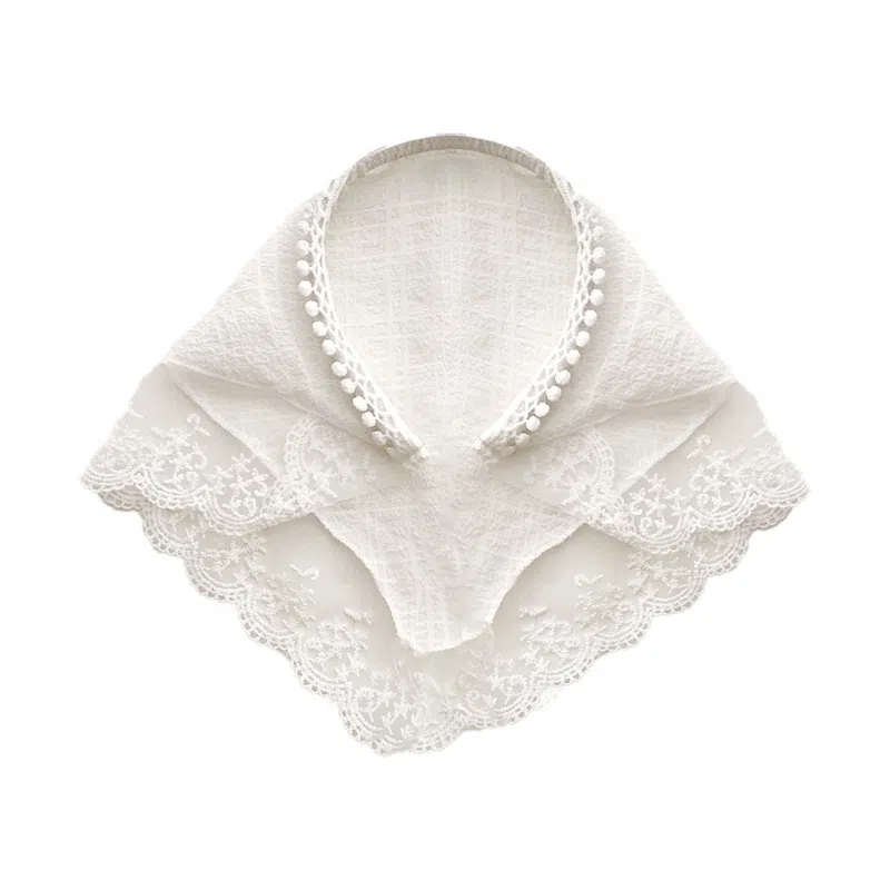 蒙妮 夏日清晰发箍款三角巾 蕾丝 头巾 女款