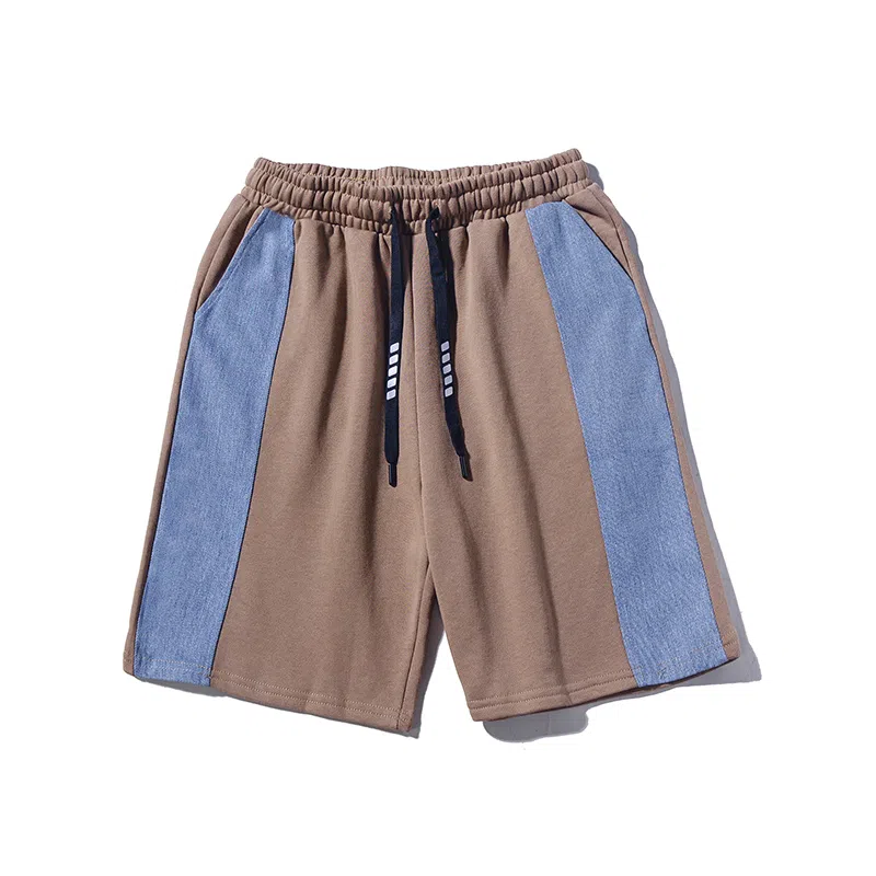 乱步 美式复古高街直筒学生宽松拼接跑步运动休闲短裤 男女同款