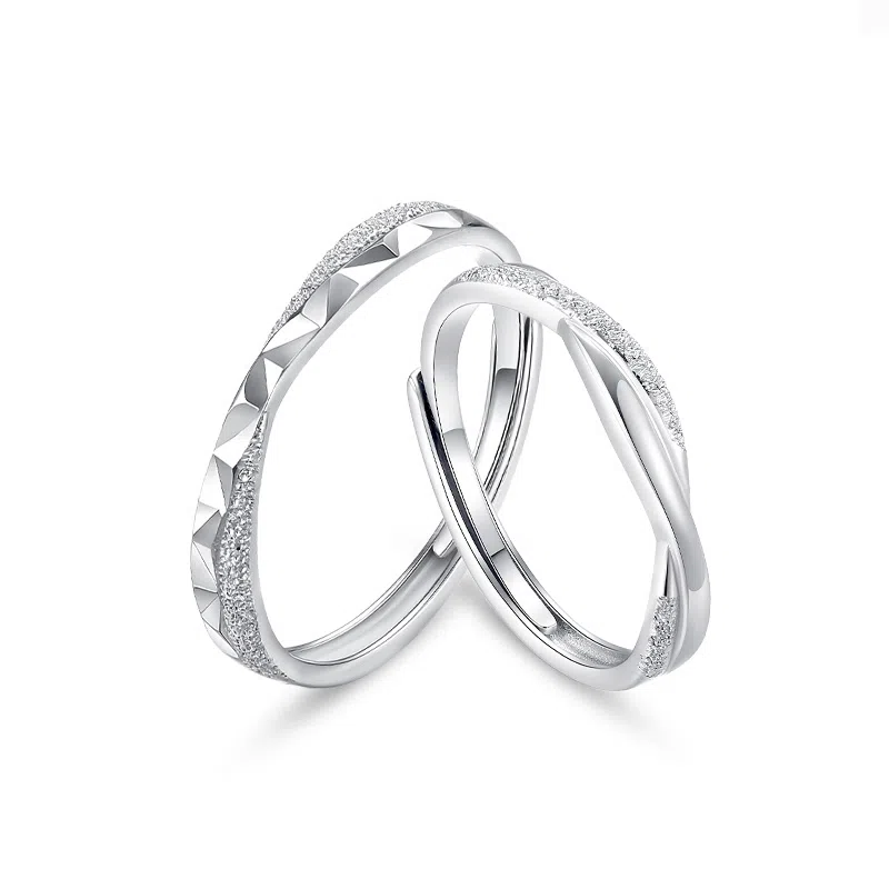 【足银999】 凤祥囍事 老凤祥循环爱恋对戒 时尚高级感简约开口设计 日常通勤约会百搭 恋爱告白精美礼盒#好运 纯银 戒指 男女同款情侣款