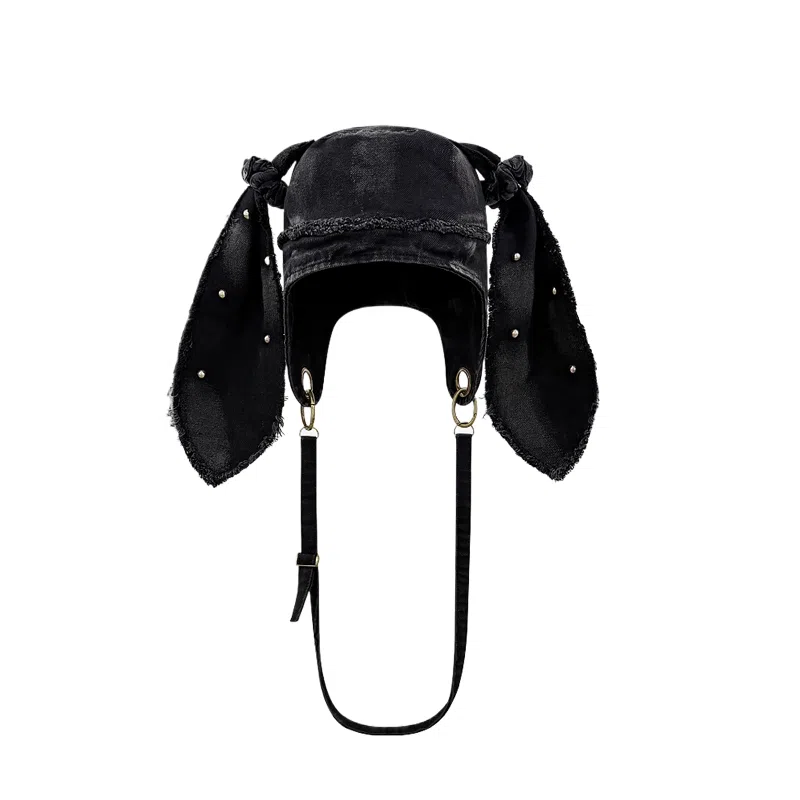 SLEEPYWALK Vintage Rabbit Ear Beanie Denim