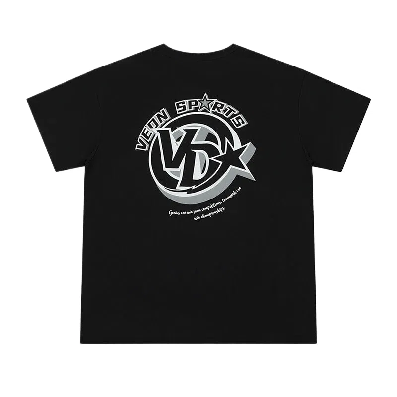 玉儿恋 字母圆领透气百搭休闲短袖健身衣 男款