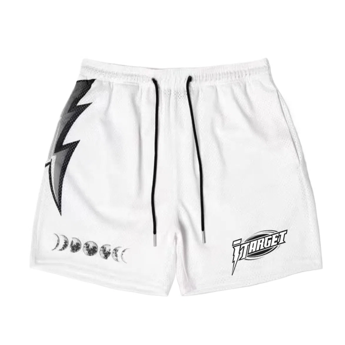 玉儿恋 字母拼色中腰系带透气百搭直筒运动短裤 男女同款