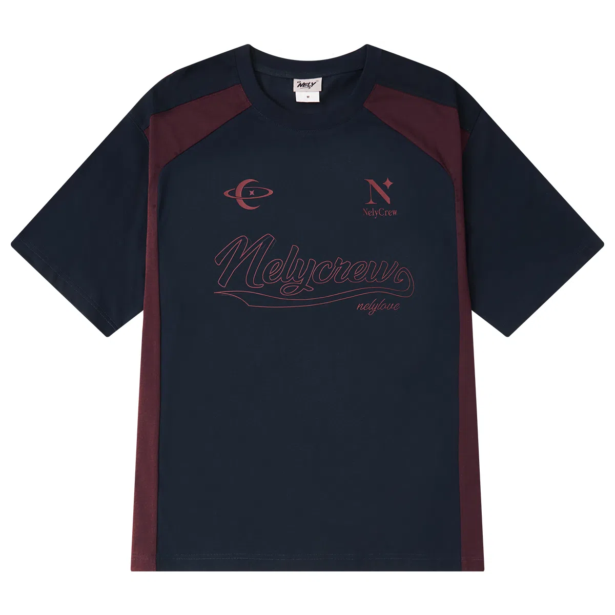 NELY Letter Print Colorblock Tee