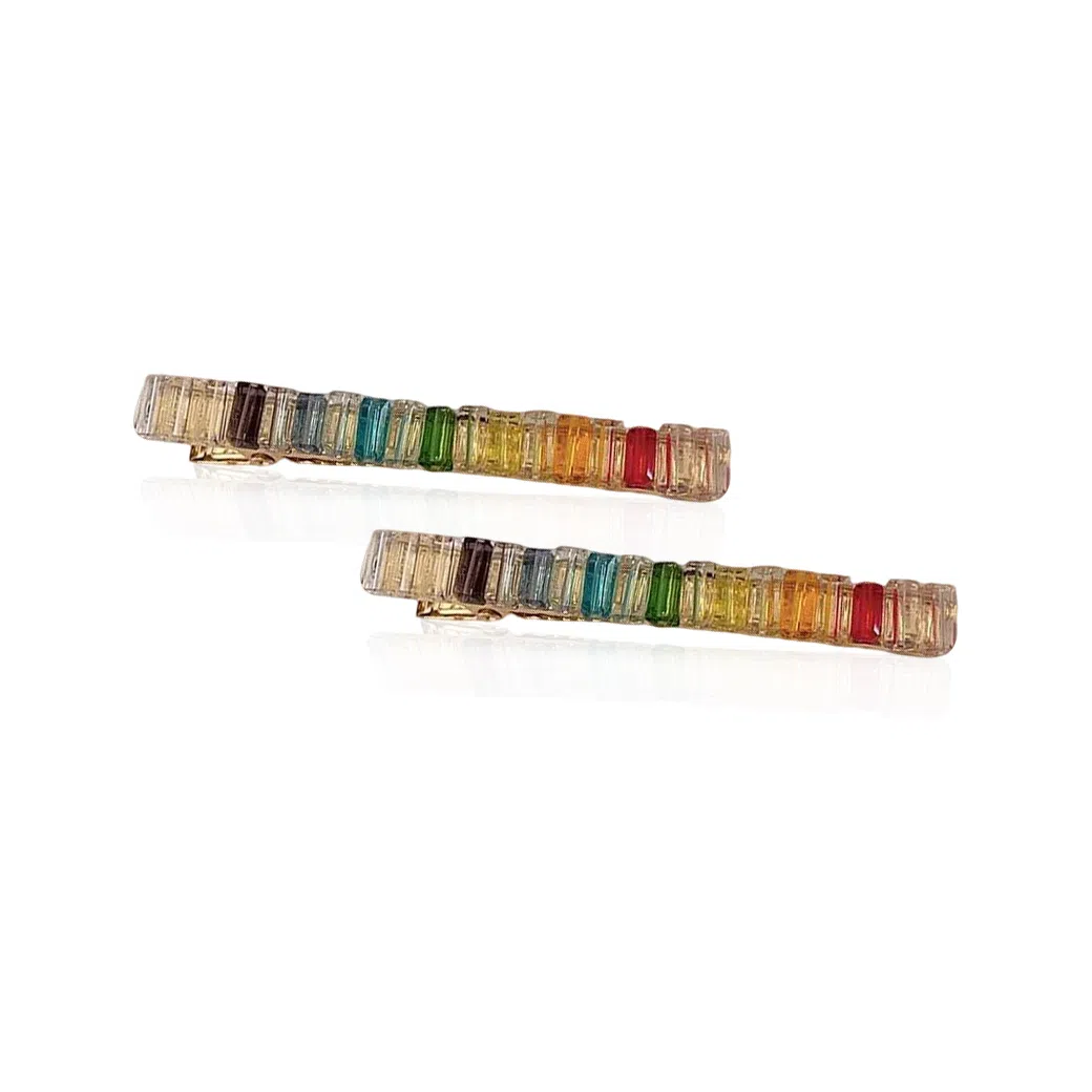 蒙妮 彩虹色时尚一字夹 合金 发夹 女款