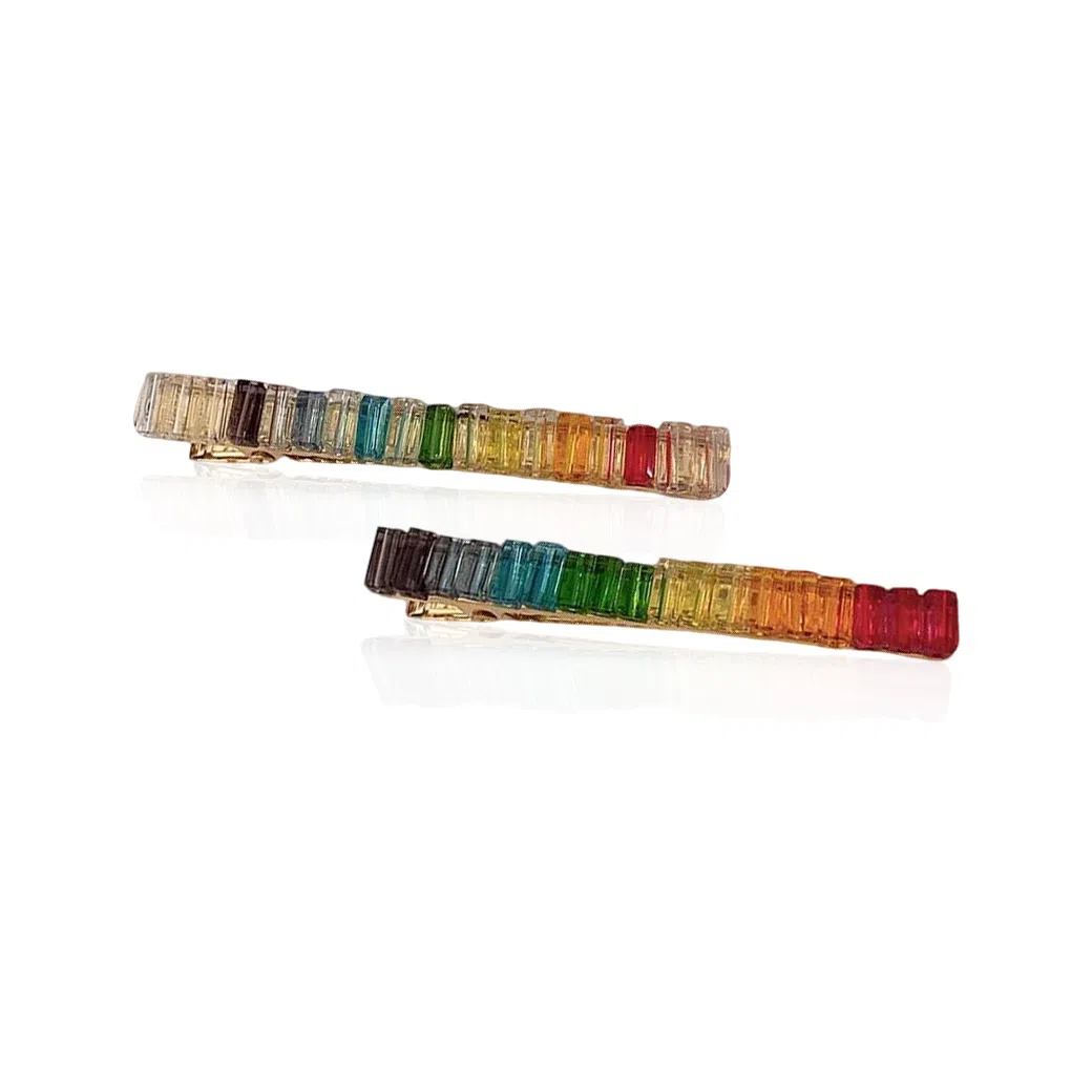 蒙妮 彩虹色时尚一字夹 合金 发夹 女款