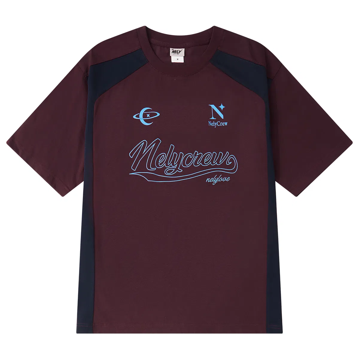 NELY Letter Print Colorblock Tee