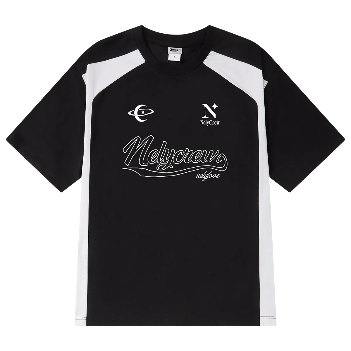 NELY Letter Print Colorblock Tee