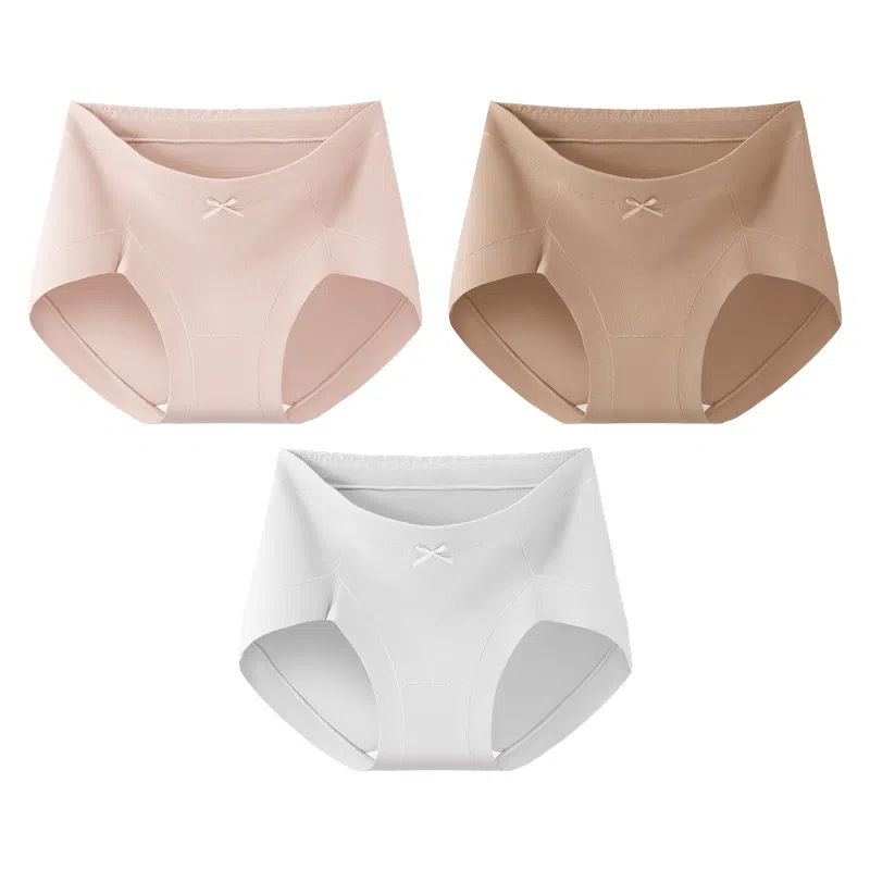 二三二三 纯色轻薄透气不卡档不夹臀无痕舒适亲肤柔软吸湿排汗三角裤防夹臀设计不卷边复古简约时尚百搭内裤 女款 组合装
