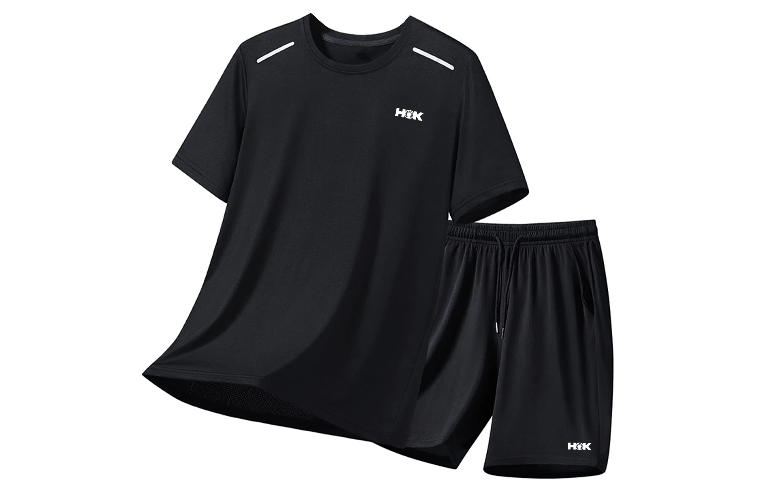 王者荣耀 冰丝薄款大码凉感基础款纯色健身训练瑜伽篮球跑步速干网眼透气百搭圆领短袖五分裤休闲运动套装 男女同款