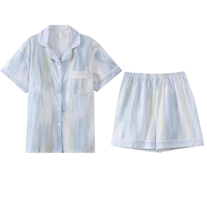 兰缪 短袖带胸垫家居服可外穿简约韩版睡衣套装 女款