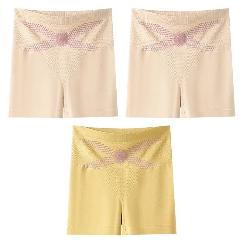 二三二三 纯色高腰收腹提臀不卡档不夹臀不勒腿亲肤舒适柔软平角裤透气防夹臀时尚百搭无痕修身塑形知性典雅内裤 女款 组合装