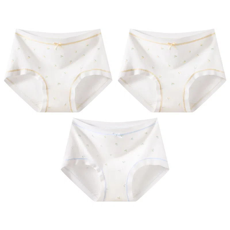 二三二三 法式田园主义浪漫小碎花吸湿透气弹力柔软舒适不勒不卡档不夹臀三角裤可爱甜美少女时尚百搭亲肤内裤 女款 组合装