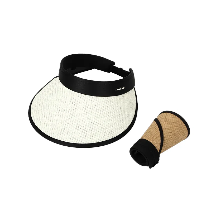 艾佳微 简约时尚可折叠夏季草帽防紫外线太阳帽遮脸 空顶帽 草编 防晒帽 女款