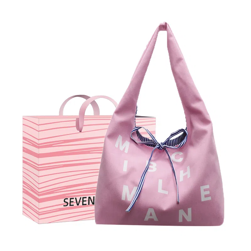 SEVENMOONS Lazy Simple Bow Tote Bag Canvas