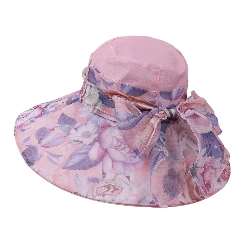 艾佳微 香云纱高级感时尚帽户外旅游大帽檐显脸小盆帽 欧根纱 防晒帽 女款