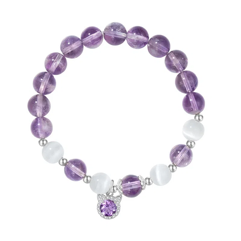 【九紫离火】 法思梵 精致浪漫梦幻气质清冷感简约百搭闪耀手饰 小众轻奢森系小清新元气可爱时尚高级设计感首饰天然 紫水晶 手串 女款