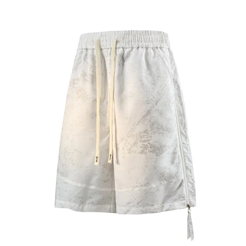 兰缪 美式复古日系简约高街风潮流基础款日常通勤山系户外运动舒适宽松清爽透气百搭柔软亲肤纯色垂感直筒系带休闲短裤 男女同款