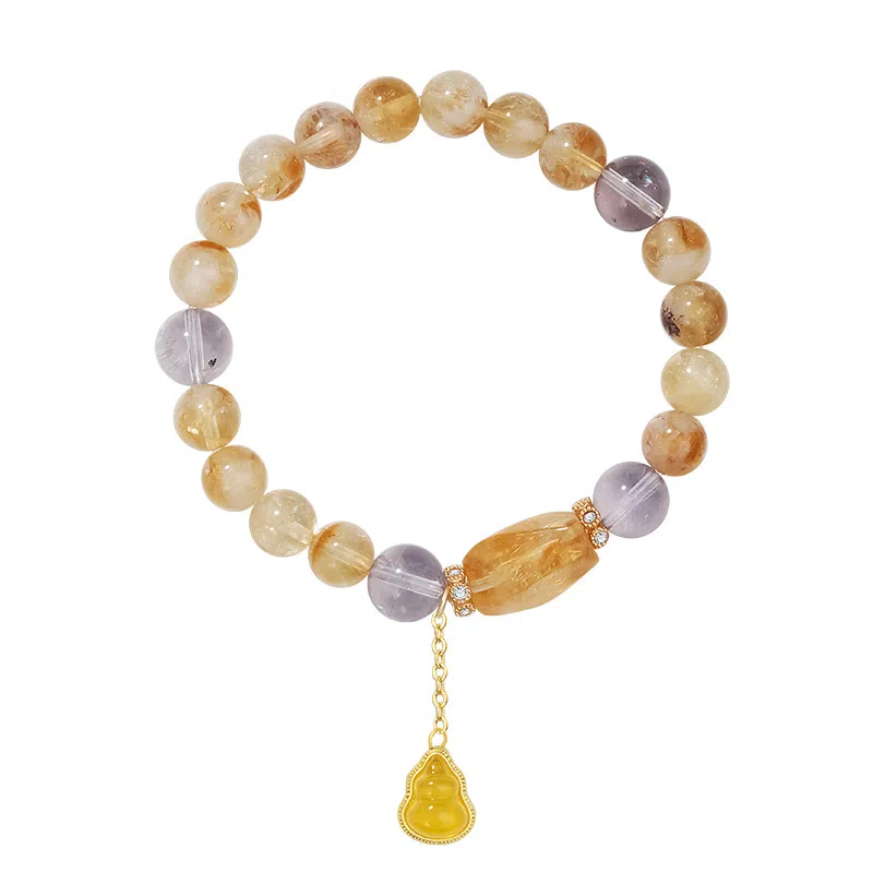 法思梵 财源葫芦 小众轻奢 梦幻浪漫精致气质清冷感 简约百搭闪耀手饰天然 黄水晶 手串 女款