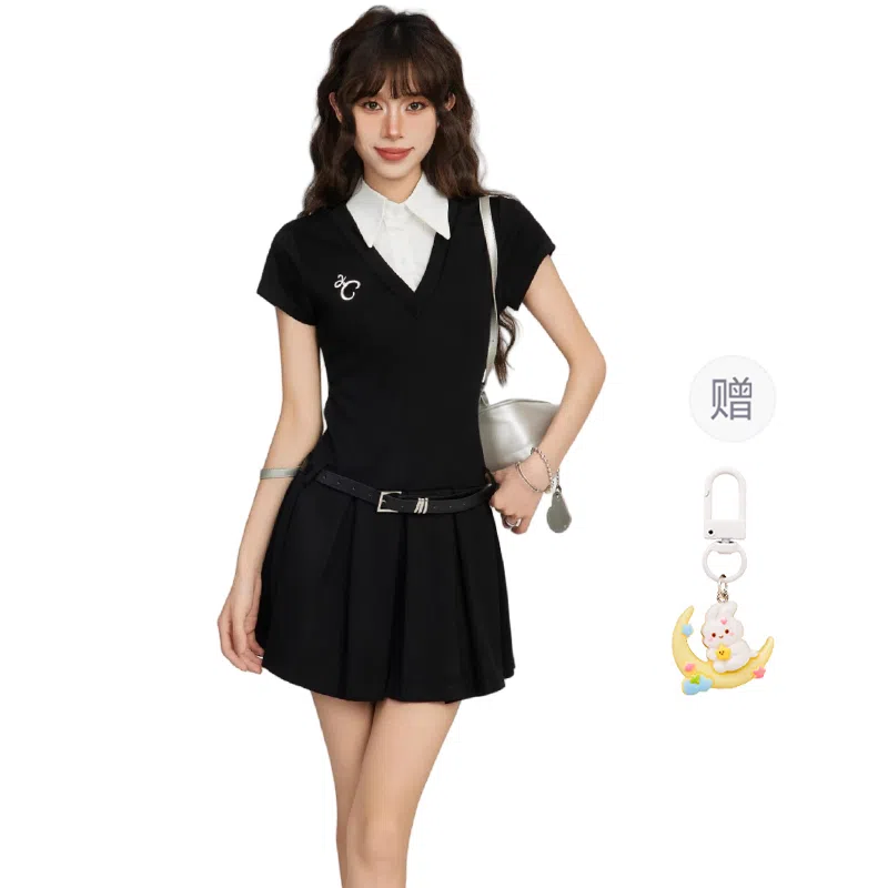 柏黛妃 舒适气质优雅简约短袖连衣裙 女款