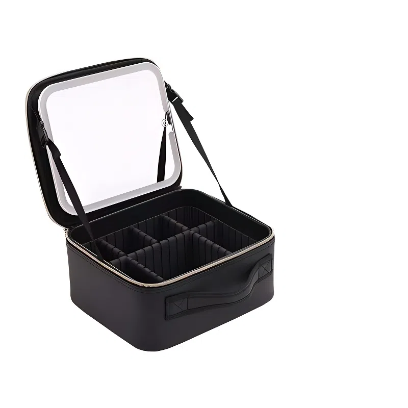 未来枫情 带灯带镜子可拆卸隔板化妆包 收纳