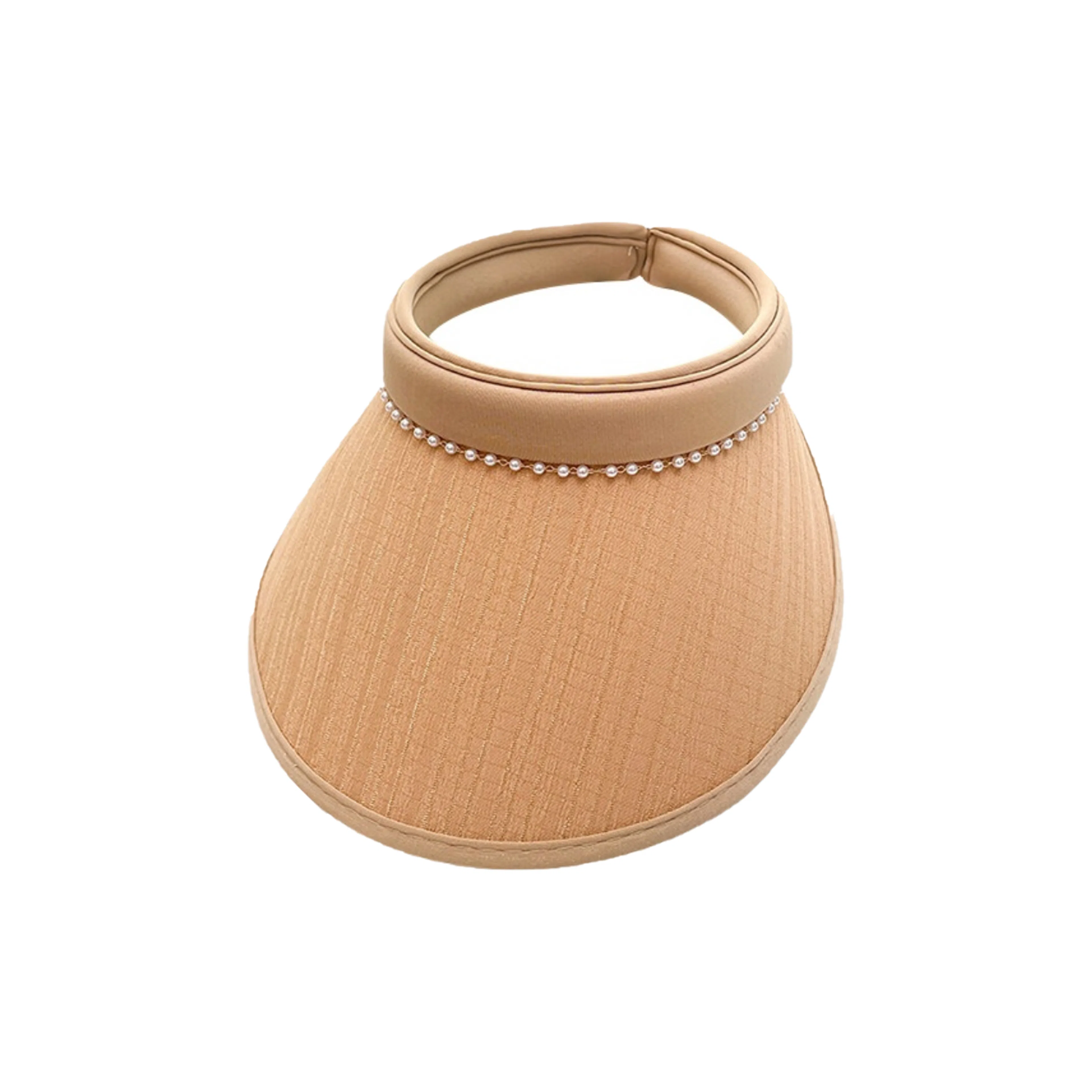 艾佳微 珍珠空顶帽子夏季日系甜美户外出游百搭显脸小发箍遮阳空顶帽 聚酯纤维 防晒帽 女款