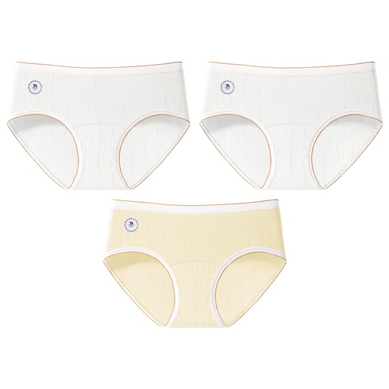 二三二三 奶油色系透气亲肤短裤不卡档不卷边柔软不勒吸湿排汗三角裤不夹臀舒适可爱甜美少女纯欲简约时尚百搭内裤 女款 组合装