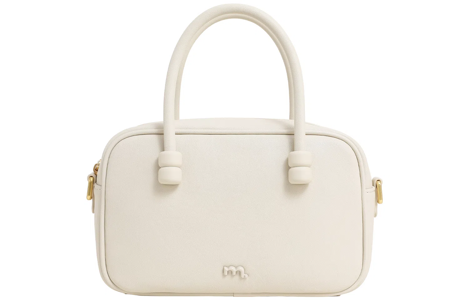 妙迪 小众设计时尚百搭精致少女上班通勤植鞣皮保龄球包学院风波士顿枕头包 牛皮 手提单肩斜挎包 常规 女款 奶昔白/曜石黑