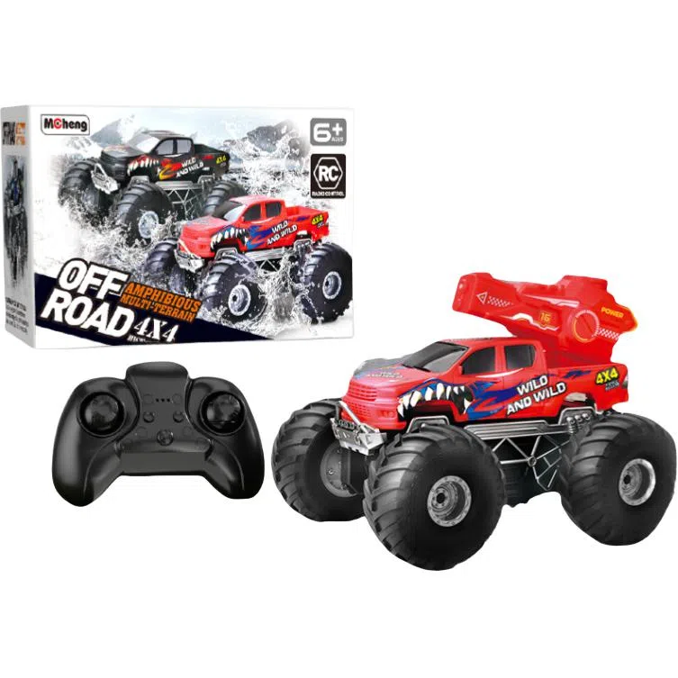 安可托 水陆两栖漂移可喷水四驱越野车 双排水喷射 防撞外壳 防水电机 遥控玩具