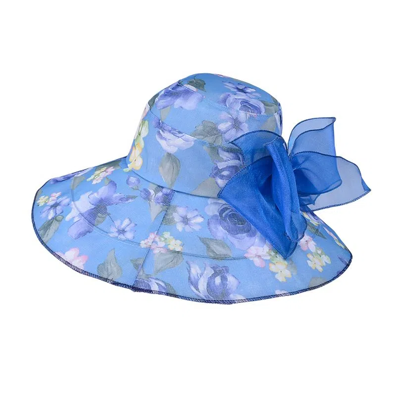 艾佳微 夏季加宽大帽檐遮阳帽户外海边沙滩防晒太阳帽透气舒适简约 涤纶 渔夫帽 女款