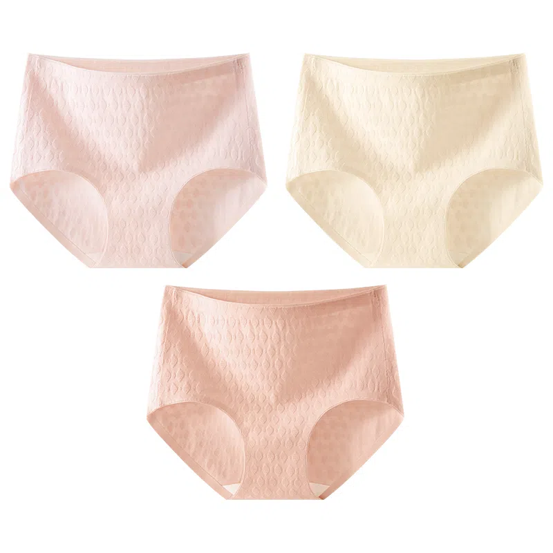 二三二三 抗菌云感棉裆部柔糯贴肤短裤微弹中腰亲肤柔软舒适不卡档不卷边无痕三角裤不夹臀纯色提花清新可爱甜美少女内裤 女款 组合装