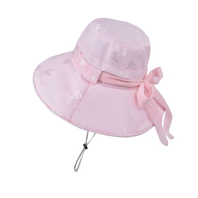 艾佳微 夏季加宽大帽檐遮阳帽户外海边沙滩防晒太阳帽透气舒适简约 涤纶 渔夫帽 女款