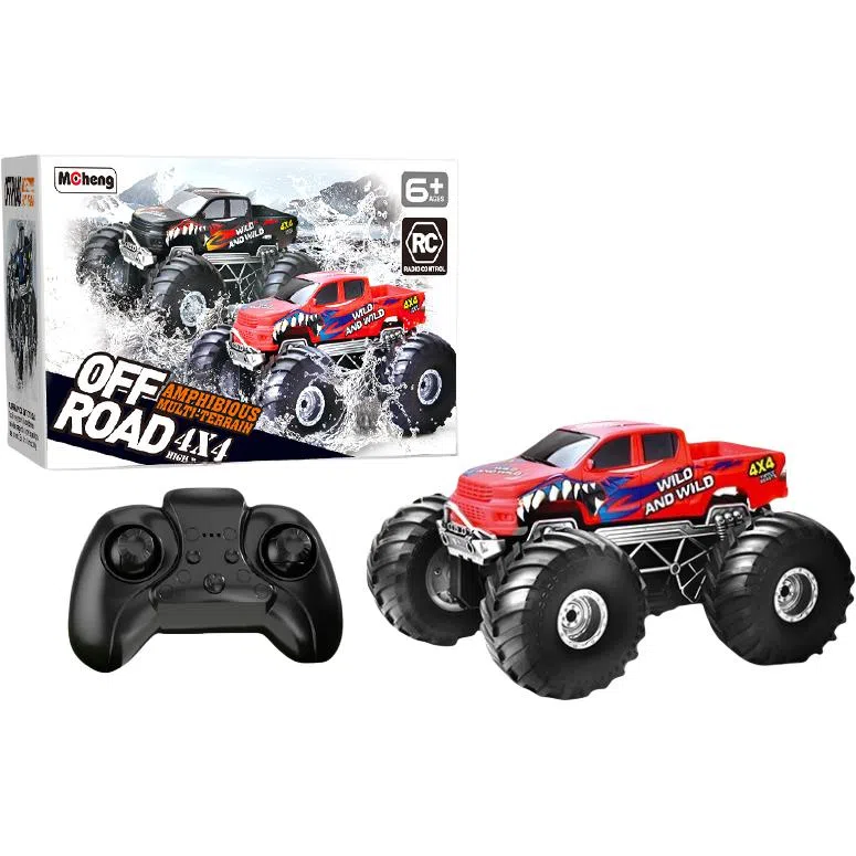 安可托 水陆两栖漂移可喷水四驱越野车 双排水喷射 防撞外壳 防水电机 遥控玩具