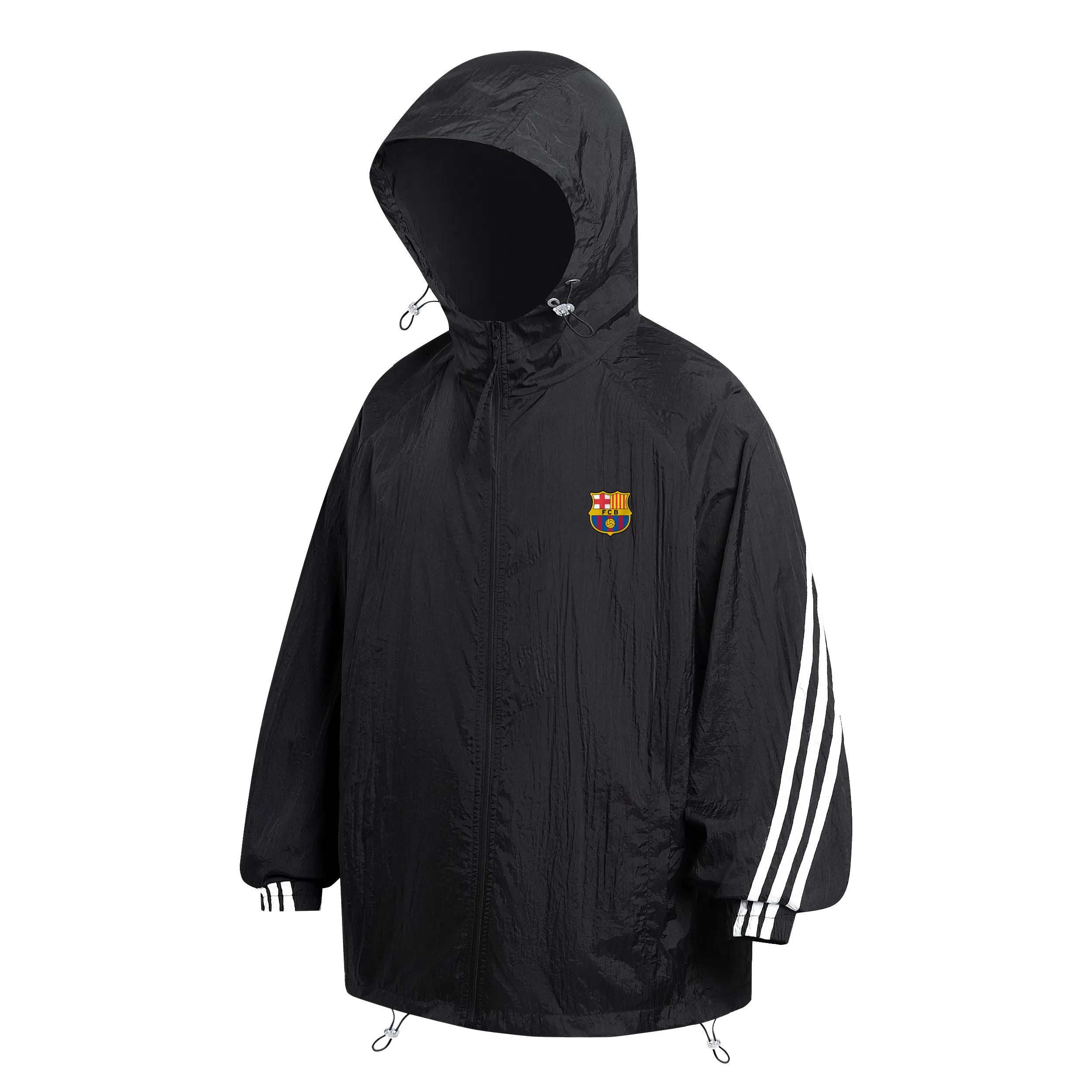 巴塞罗那足球俱乐部 条纹美式撞色连帽轻薄宽松舒适休闲户外运动 防紫外线透气速干凉感防晒服 男女同款