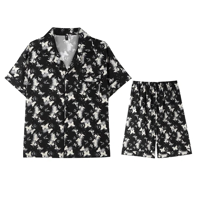 兰缪 可外穿冰丝短袖短裤青年薄款家居服睡衣套装 男款