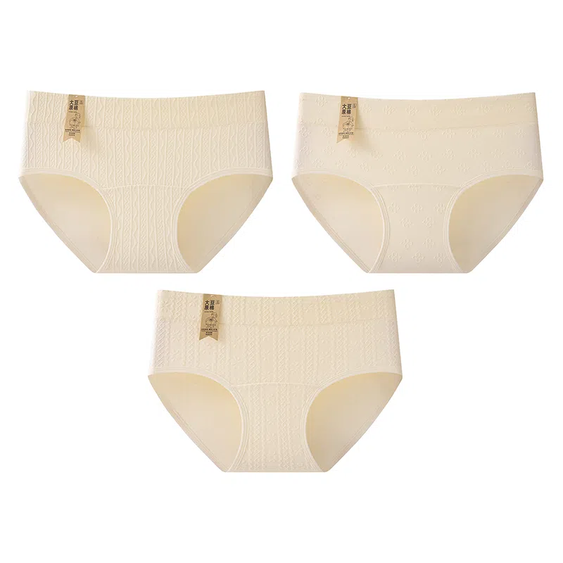 二三二三 抗菌裆部亲肤柔软舒适不卡档吸湿排汗不勒肉三角裤无痕透气百搭时尚不夹臀纯色时尚百搭潮流提花内裤 女款 组合装