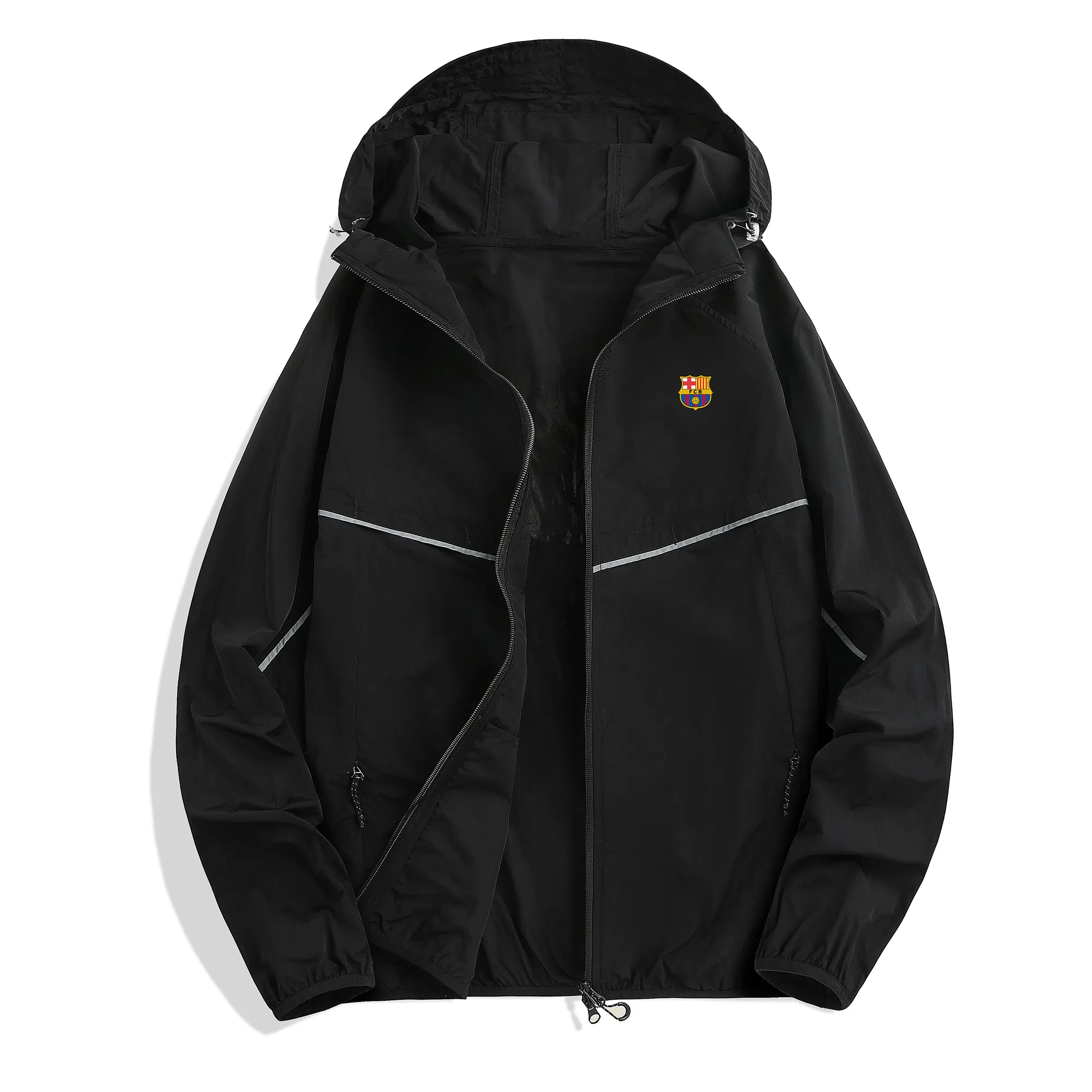 巴塞罗那足球俱乐部 纯色连帽拉链 超轻防紫外线透气速干防晒服 男女同款
